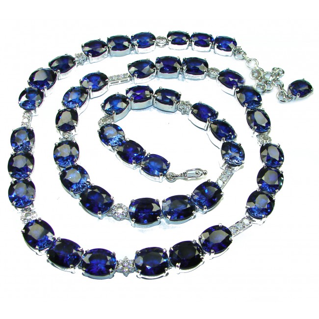 Your Majesty Statement London Blue Topaz .925 Sterling Silver 25 inches handcrafted Necklace