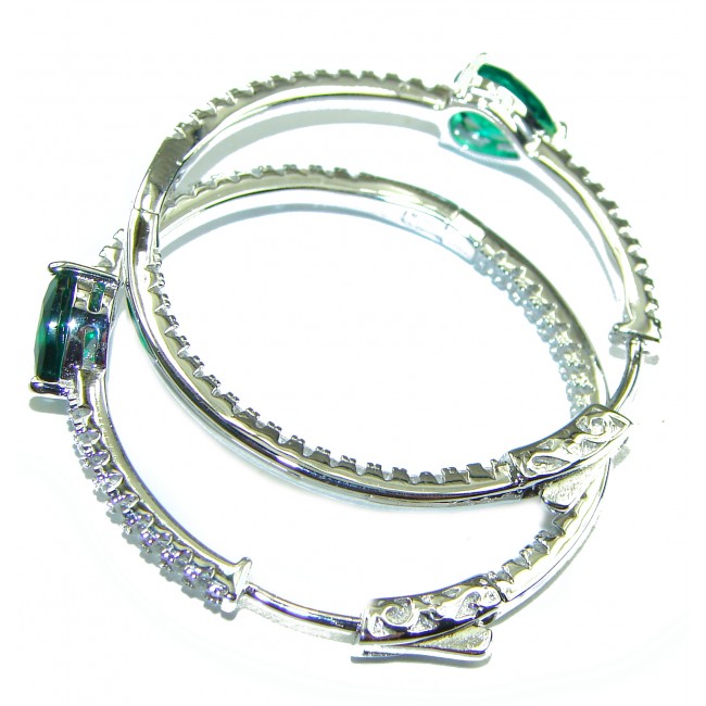 Authentic Chrome Diopside .925 Sterling Silver handmade hoop earrings