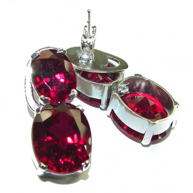 Timeless Treasure Red Topaz .925 Sterling Silver handcrafted Earrings