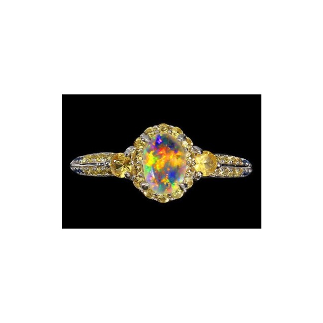 Golden Galaxy Genuine 4.5 carat Ethiopian Opal Sapphire .925 Sterling Silver handmade Ring size 7