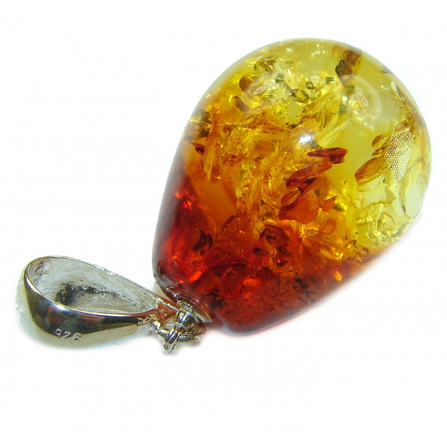 Honey Drop Baltic Amber .925 Sterling Silver handmade Pendant