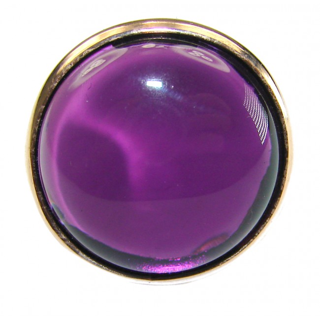 Purple Full Moon Amethyst 14K Gold over .925 Sterling Silver Handcrafted Large Ring size 8