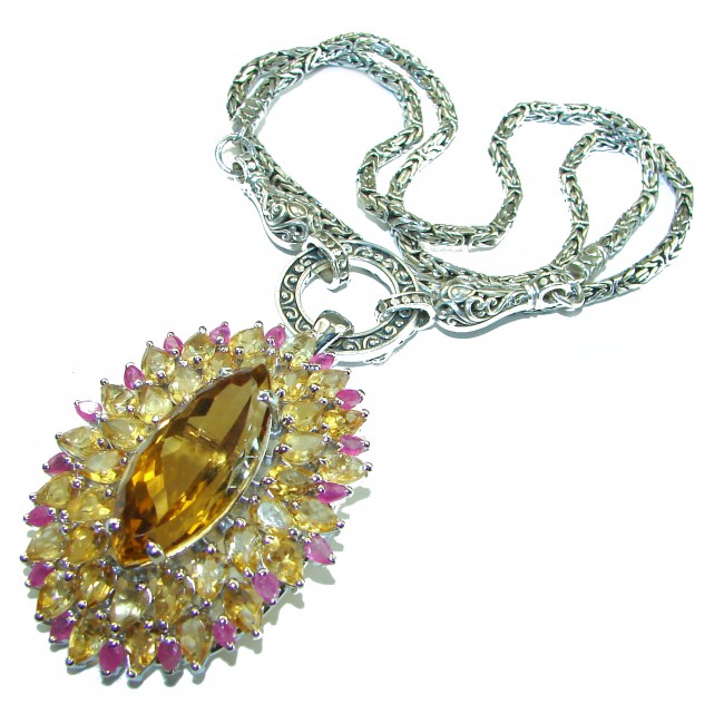 Glorious Vintage Design Best quality authentic Citrine .925 Sterling Silver handmade necklace