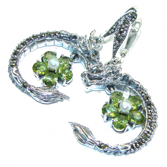 Flaying Dragons authentic Peridot .925 Sterling Silver Bali made earrings