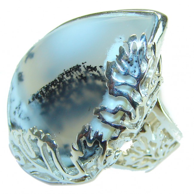 Top Quality Dendritic Agate .925 Sterling Silver handcrafted Ring s. 8 adjustable