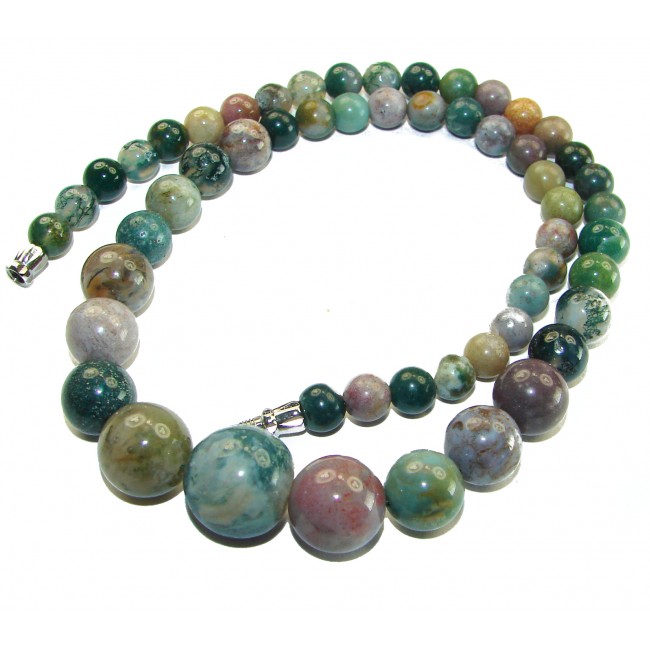 42.5 grams Rare Unusual Natural Moss Agate Beads NECKLACE