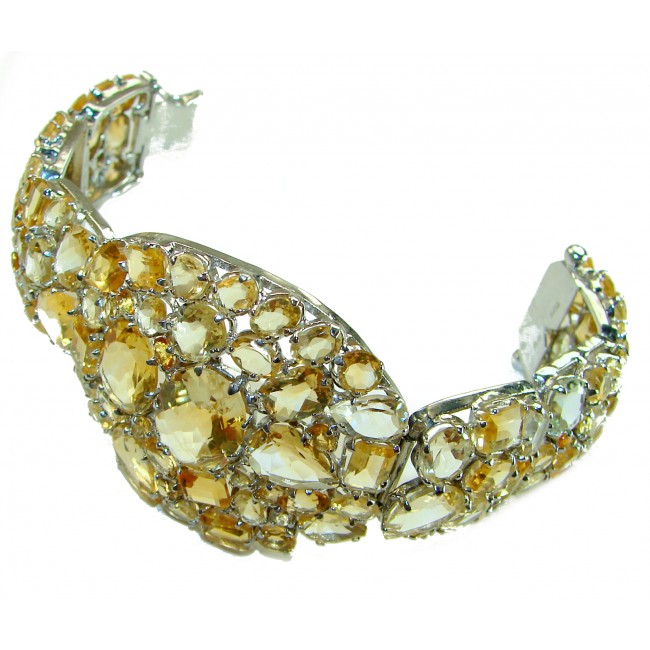 Luxurious Style 285.5 CARAT Natural Citrine .925 Sterling Silver handcrafted LARGE Statement Bracelet