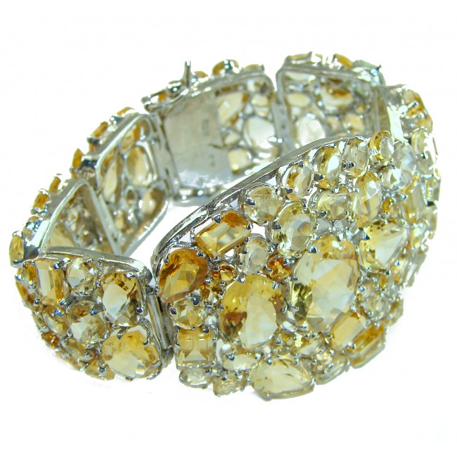 Luxurious Style 285.5 CARAT Natural Citrine .925 Sterling Silver handcrafted LARGE Statement Bracelet