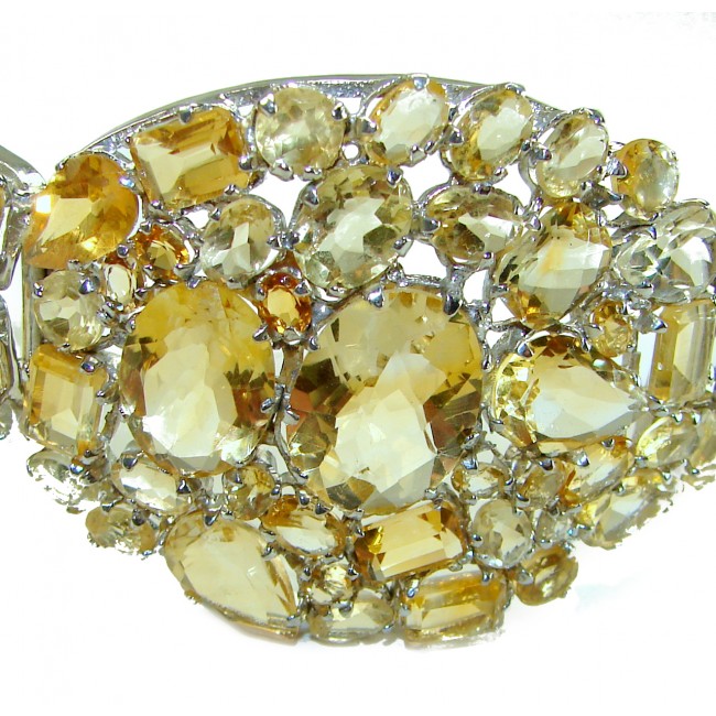 Luxurious Style 285.5 CARAT Natural Citrine .925 Sterling Silver handcrafted LARGE Statement Bracelet
