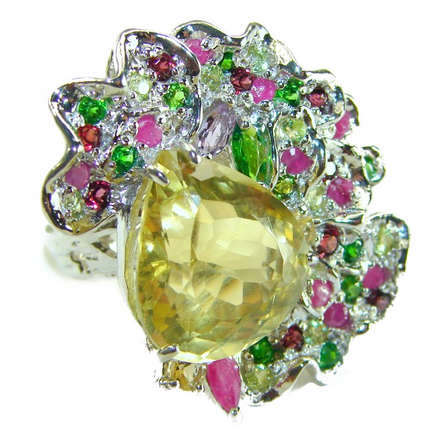 Allure 42.5 carat Citrine .925 Sterling Silver Handcrafted Huge Ring size 8