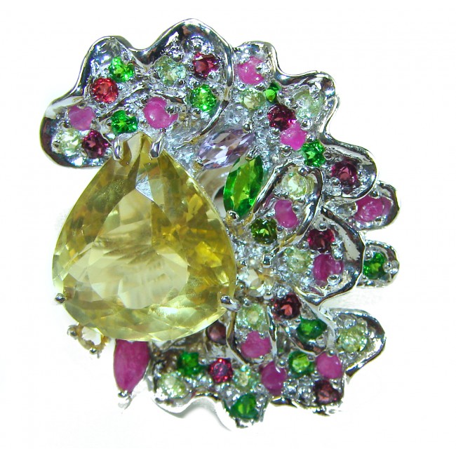 Allure 42.5 carat Citrine .925 Sterling Silver Handcrafted Huge Ring size 8