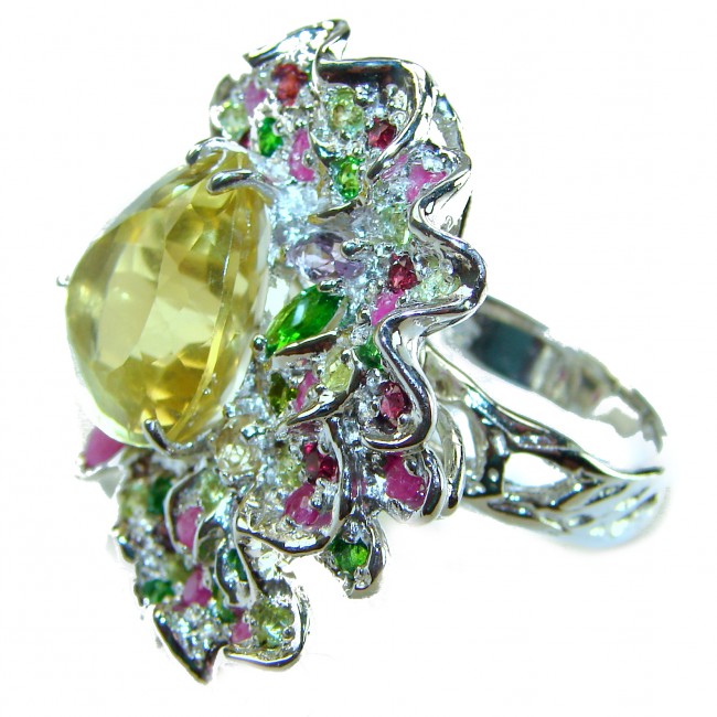 Allure 42.5 carat Citrine .925 Sterling Silver Handcrafted Huge Ring size 8