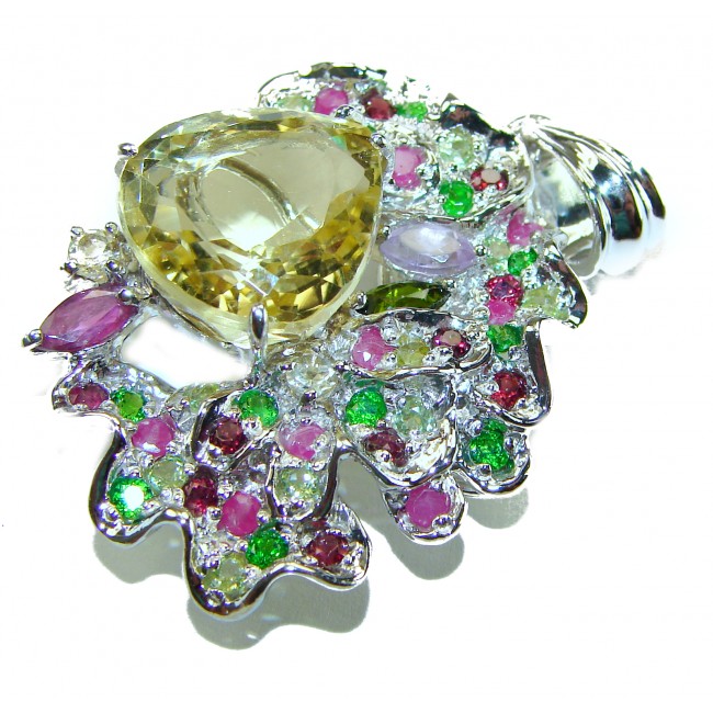 Vintage Design 12.4 CARAT authentic Amethyst 14K Gold over .925 Sterling Silver handcrafted Pendant