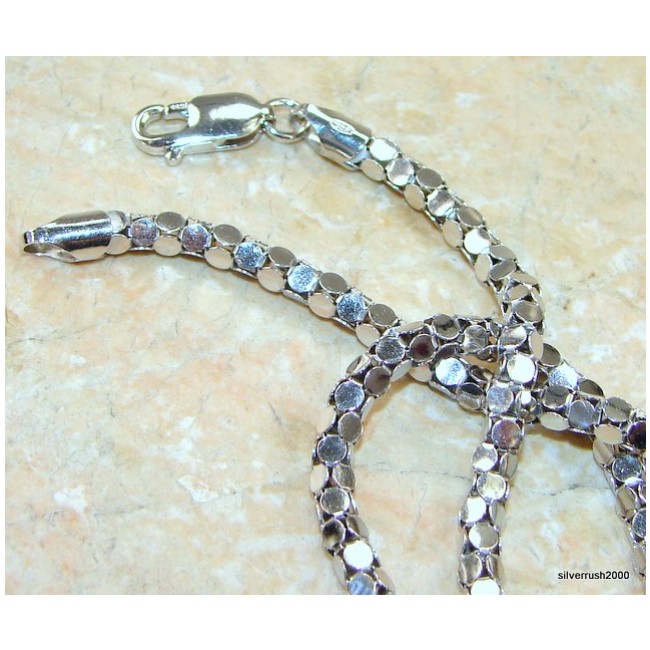 Sterling Silver Rodium Coreana Chain; 16" long ; 4 mm wide