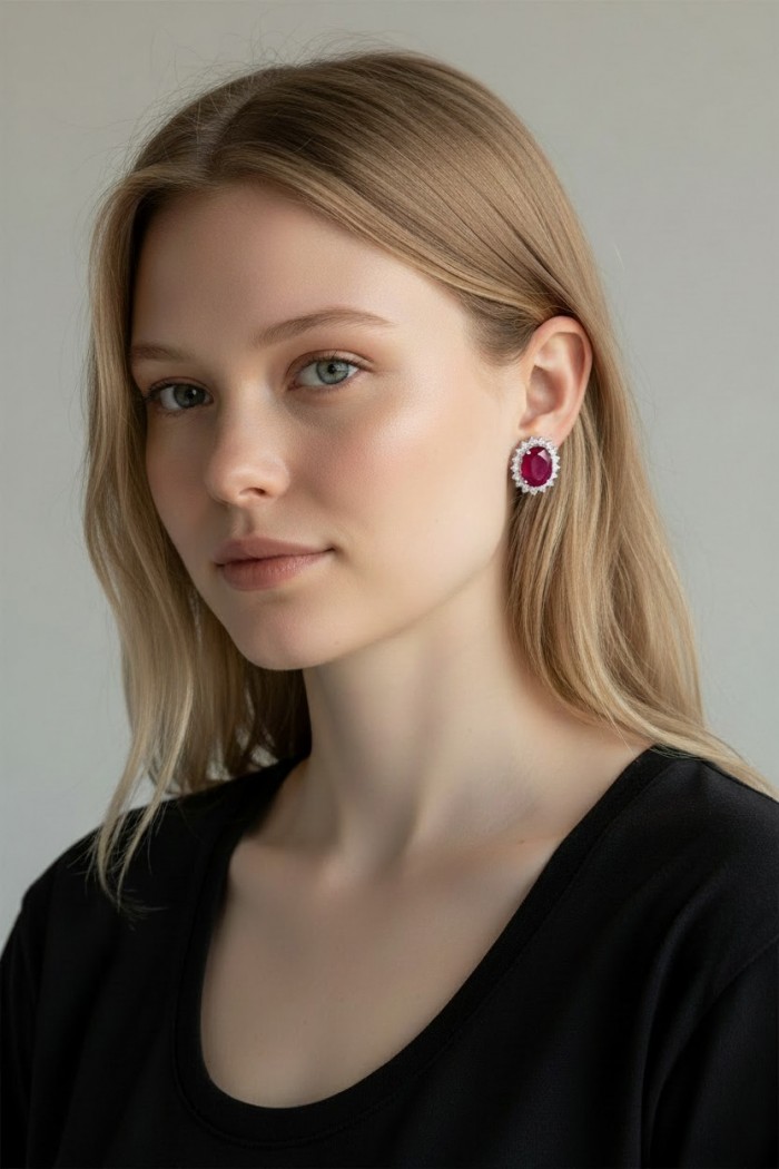 Natural 8.5 carat Mozambique Ruby .925 Sterling Silver Handcrafted Earrings - photo 1