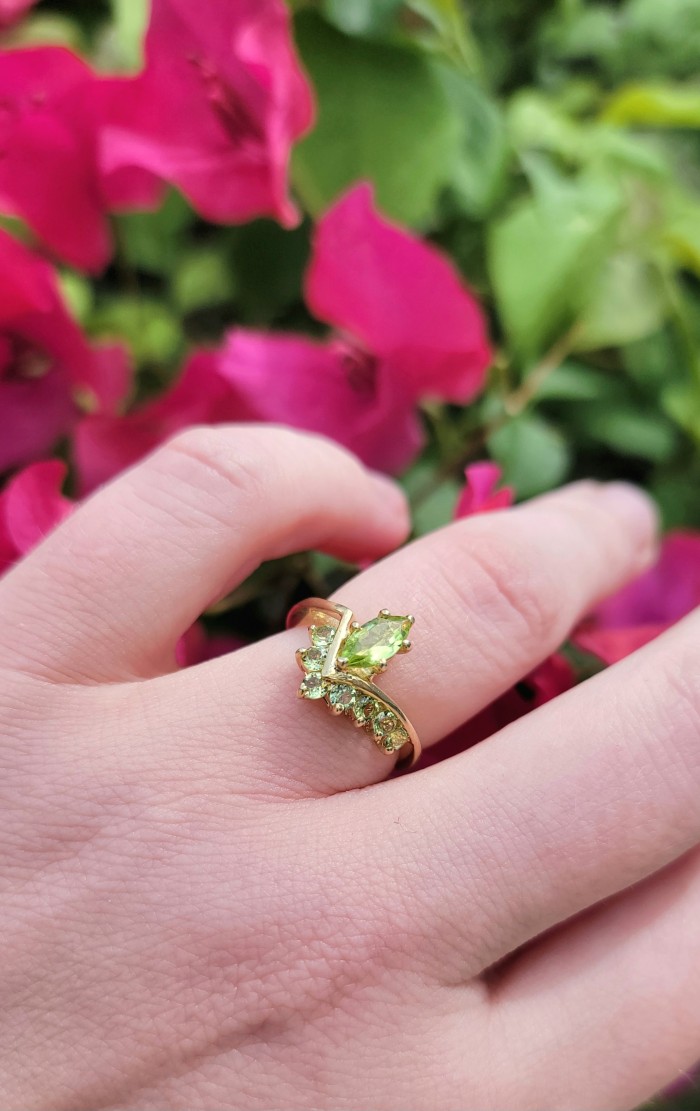 Alessia authentic 2.9 carat Peridot 18K Gold over .925 Sterling Silver handmade Ring s. 6 1/2 - photo 1