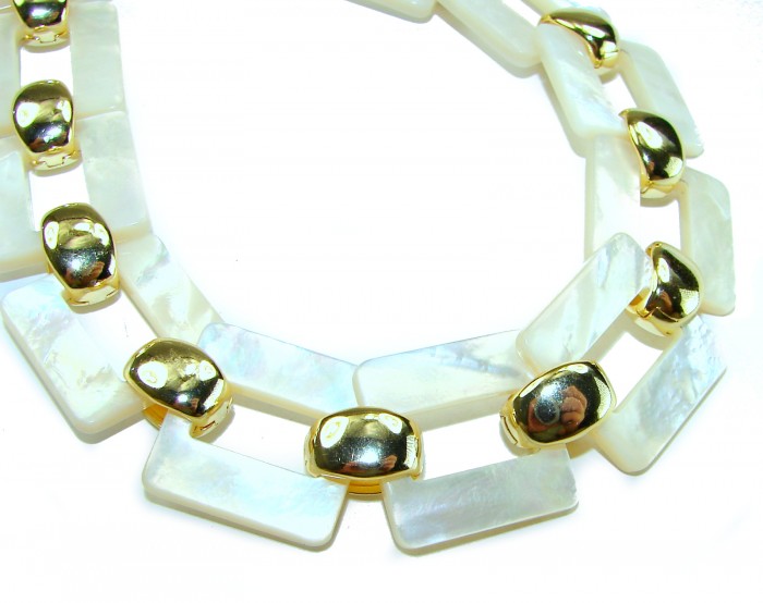 Rainbow Cascade Precious natural Blister Pearl 18K Gold over .925 Sterling Silver Necklace; 82.5 grams - Close-up of Rainbow Cascade necklace with blister pearls and 18K gold.