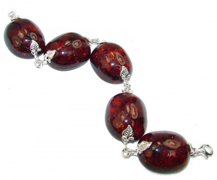 Large Beautiful Amber .925 Sterling Silver handcrafted Bracelet - photo 1
