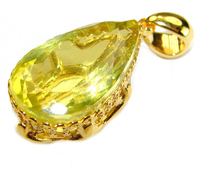 Sunlight 14.3 carat Lemon Quartz 14K Gold over .925 Sterling Silver handcrafted pendant - photo 3
