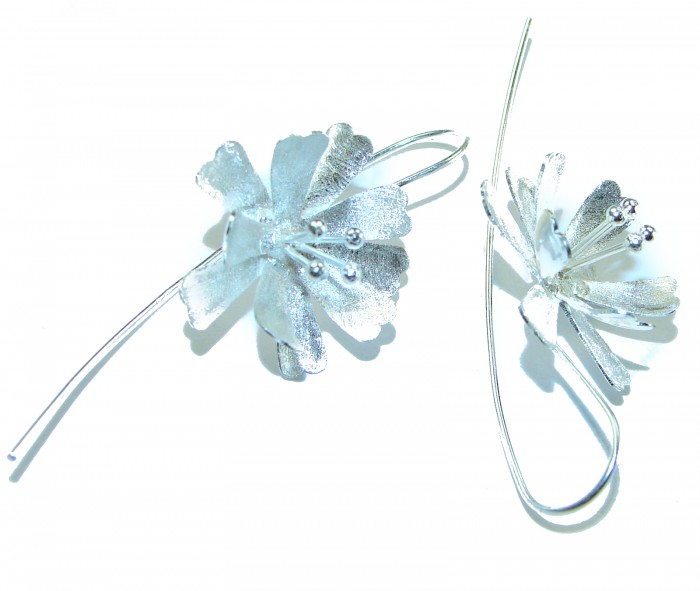 Silver Flowers Italy made .925 Sterling Silver Earrings - photo 2