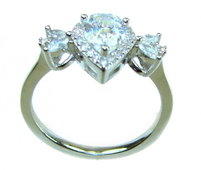 4.8 carat White Topaz .925 Sterling Silver brilliantly handcrafted stack ring s. 6 1/4 - Side view of 4.8 carat white topaz ring in .925 sterling silver.