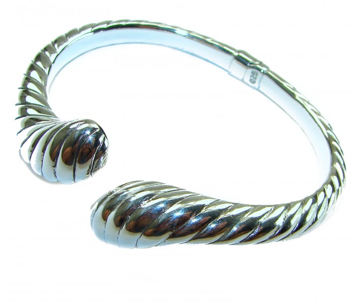 Bali made Bracelet in best quality .925 Sterling Silver - Sterling silver bracelet, rope twist design, angled side view.
