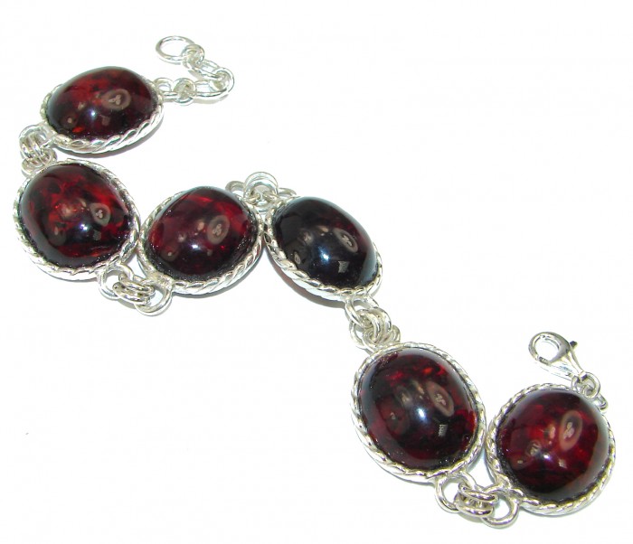 Cognac Color Beautiful Amber .925 Sterling Silver handcrafted Bracelet - photo 1