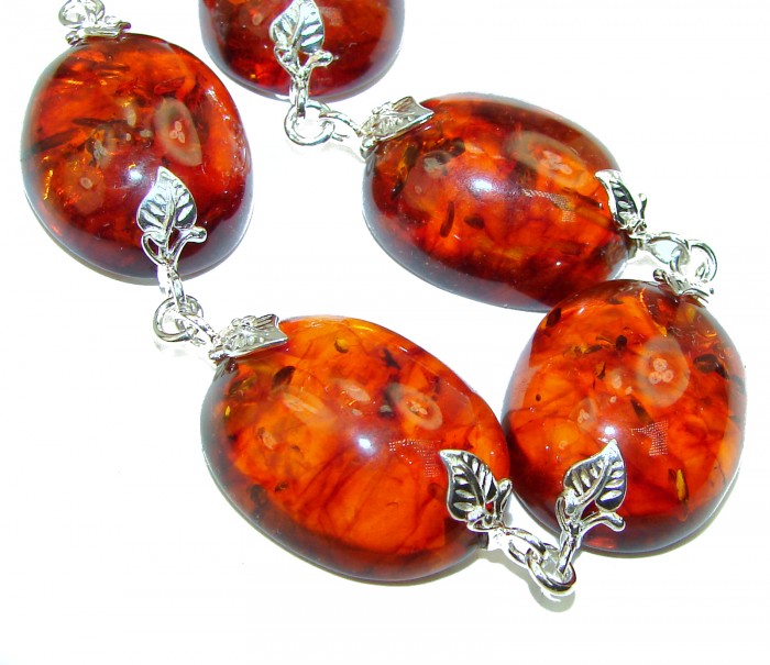 Large Beautiful Amber .925 Sterling Silver handcrafted Bracelet - photo 2