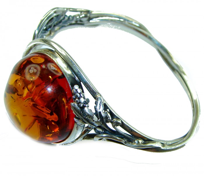 Vintage Design Genuine AAAAA QUALITY Baltic Amber .925 Sterling Silver handamde Bracelet / Cuff - photo 1