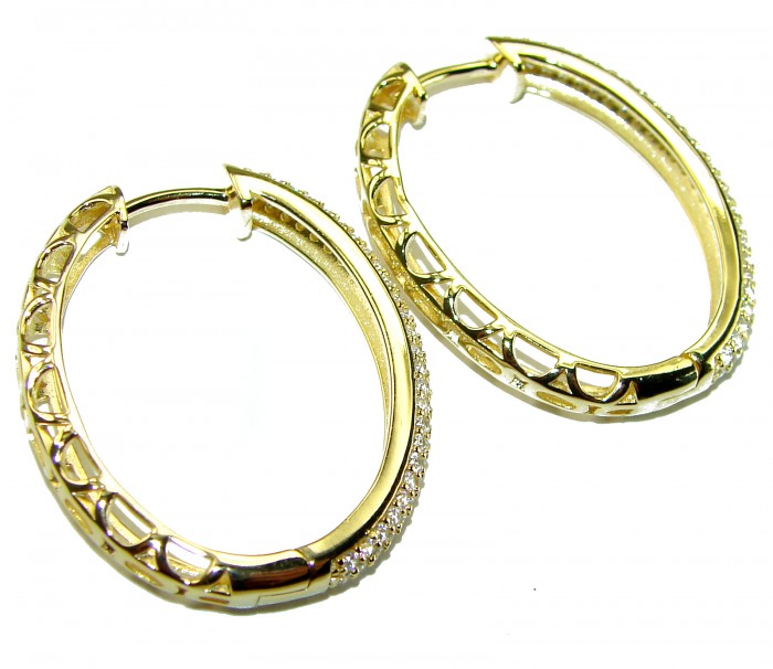 Exclusive 10.2 carat White Topaz 14K Gold over .925 Sterling Silver handcrafted Earrings - photo 2