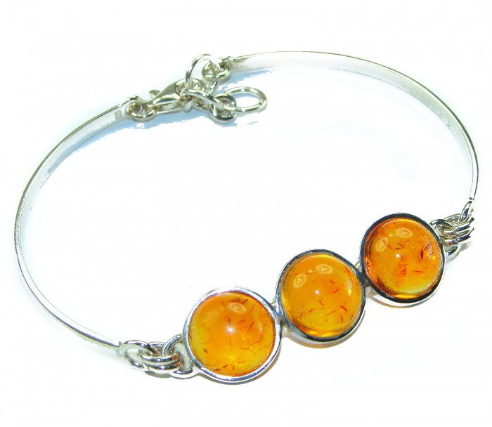 Excellent Baltic Amber .925 Sterling Silver entirely handcrafted Bracelet - photo 3