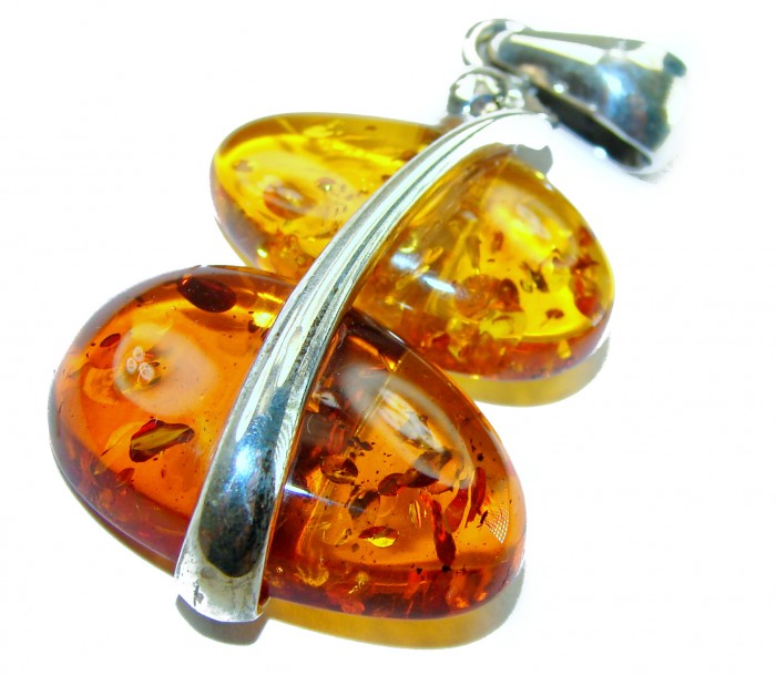 Authentic Golden Baltic Amber .925 Sterling Silver beautifully handcrafted Pendant - photo 2
