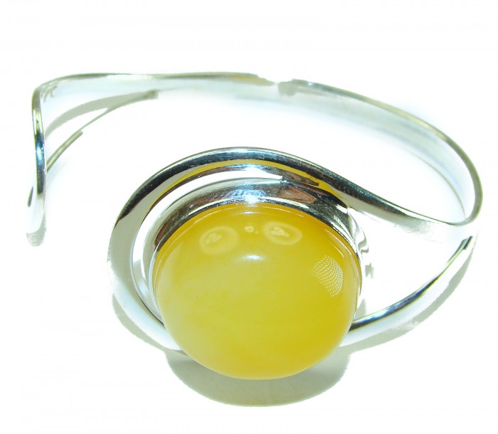 Vintage Design 26.5 grams Genuine Butterscotch Polish Amber .925 Sterling Silver handmade Bracelet / Cuff - photo 2