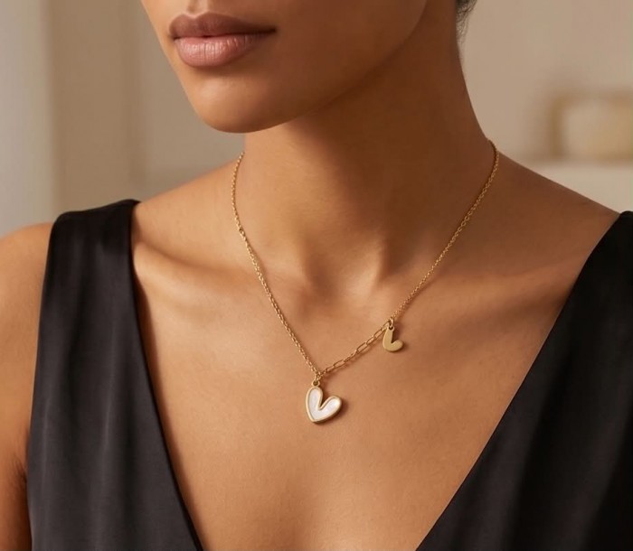 Precious Hearts Golden .925 Sterling silver Statement Necklace - photo 1