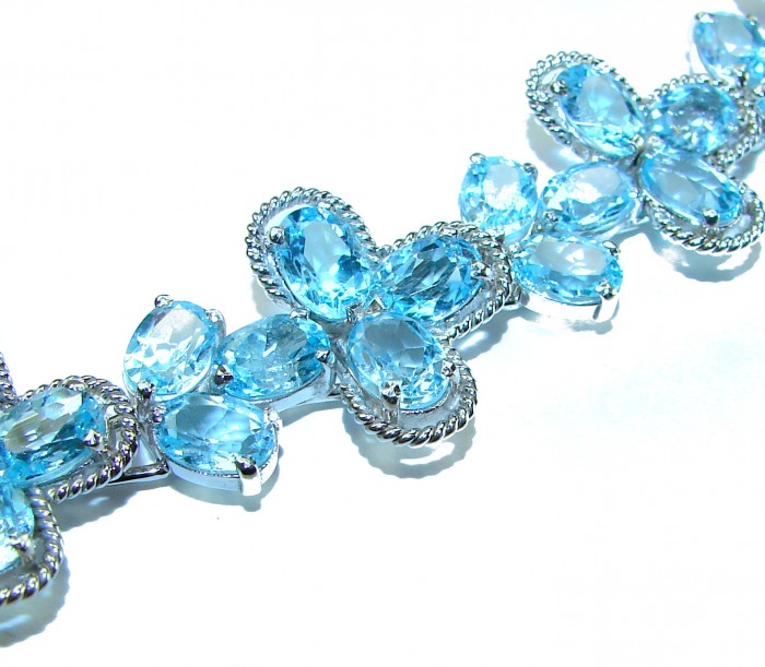 Blue Paris Sky 185.5 carat Swiss Blue Topaz .925 Sterling Silver handmade Large Solid Statement Bracelet - photo 1