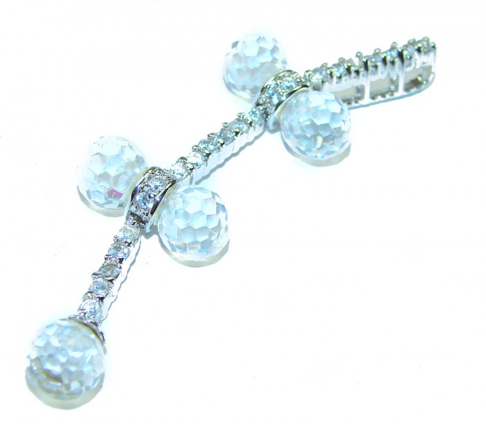 Vintage style- genuine 10.5 carat White Topaz .925 Sterling Silver handmade Pendant - photo 2