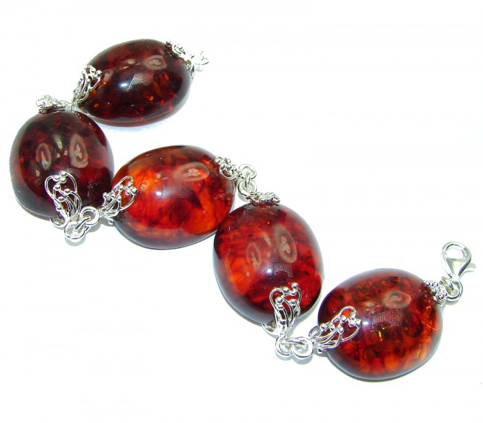 Beautiful multicolor Amber .925 Sterling Silver handcrafted Bracelet - photo 1