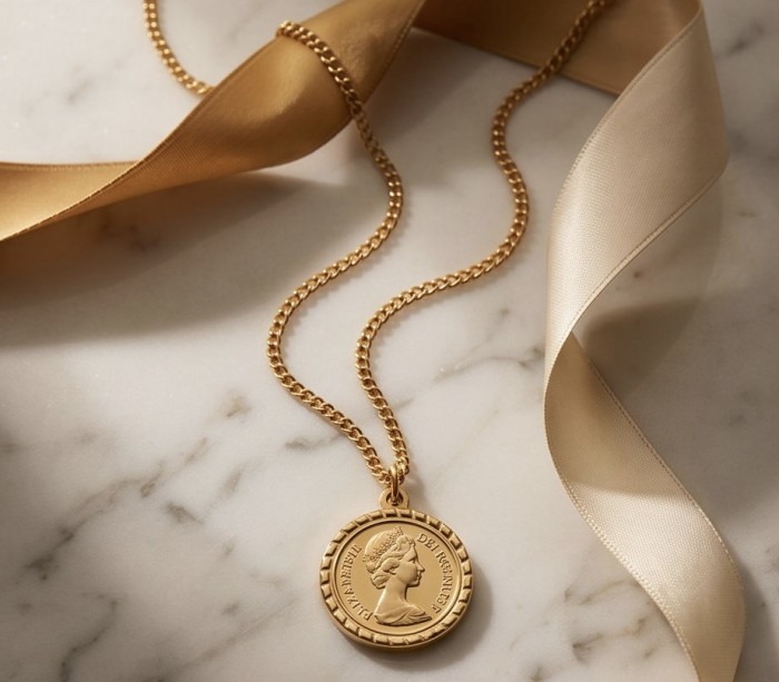 Ave Caesar - Vintage Style Coin Gold handcrafted necklace - photo 2