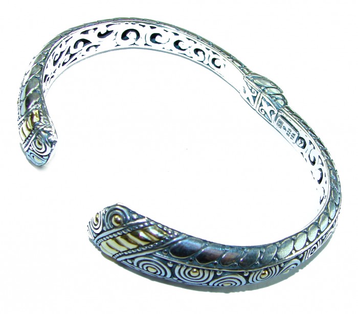 Bali Legacy 30.2 grams authentic 2 tones Floral Bracelet in .925 Sterling Silver handcrafted bracelet - photo 1