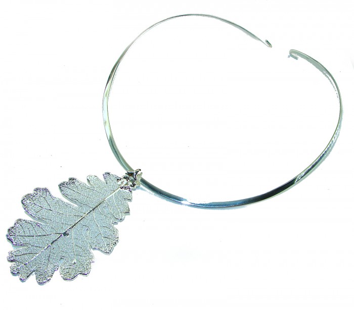 Real Leaf dipped in real .925 Sterling Silver handmade handcrafted Necklace - photo 4