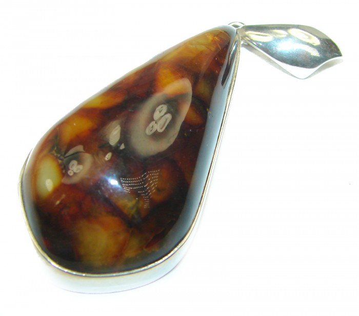 Huge Baltic Amber .925 Sterling Silver handmade Pendant - photo 1