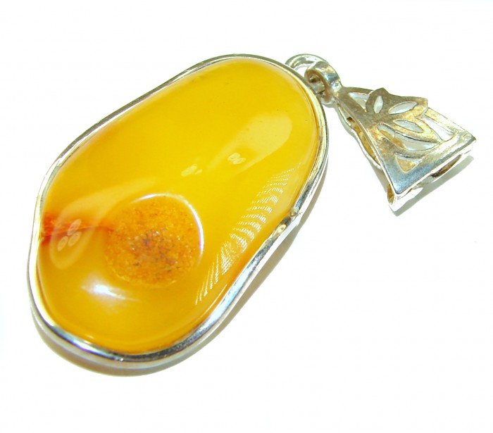 Prehistoric Authentic Butterscotch Baltic Amber .925 Sterling Silver beautifully handcrafted Large Pendant - photo 2