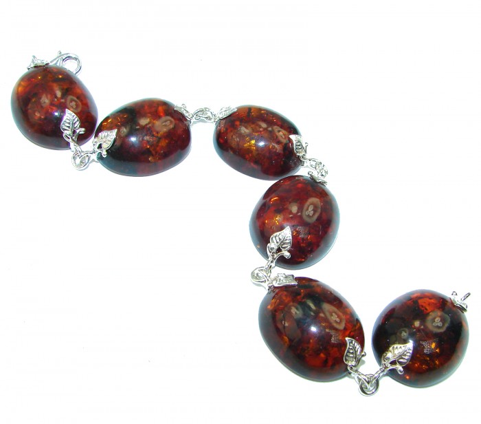 Beautiful multicolor Amber .925 Sterling Silver handcrafted Bracelet - photo 1