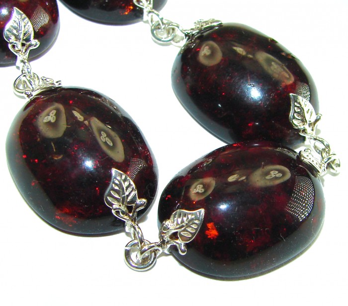 Cognac Color Beautiful Amber .925 Sterling Silver handcrafted Bracelet - photo 1