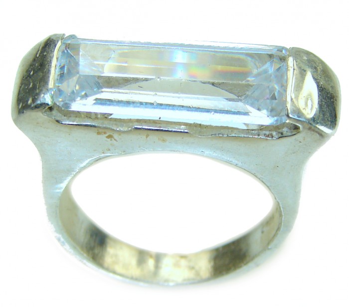 White Topaz .925 Sterling Silver handcrafted ring size 6 - photo 2