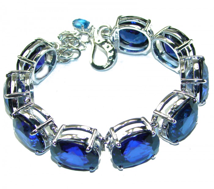 125.5 carat London Blue Topaz .925 Sterling Silver handcrafted Bracelet - photo 2