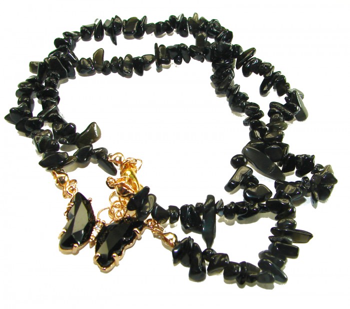 Green Butterfly authentic Onyx 14k Gold over .925 Sterling Silver handcrafted necklace - Green onyx butterfly necklace with 14k gold accent, angled view.