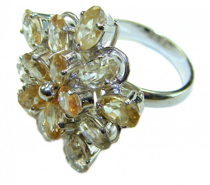 Liliana 33.5 carat Champagne Smoky Topaz .925 Sterling Silver Oversized Ring size 8 1/2 - Close-up of Liliana 33.5 carat Champagne Smoky Topaz ring in .925 Sterling Silver