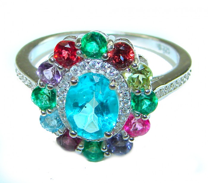 Purity 4.94carat Swiss Blue Topaz .925 Sterling Silver handmade Ring size 8 1/4 - photo 2