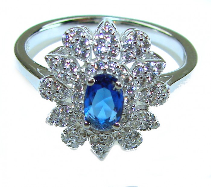 2.5 carat Sapphire .925 Sterling Silver handcrafted ring; s. 8 - photo 2